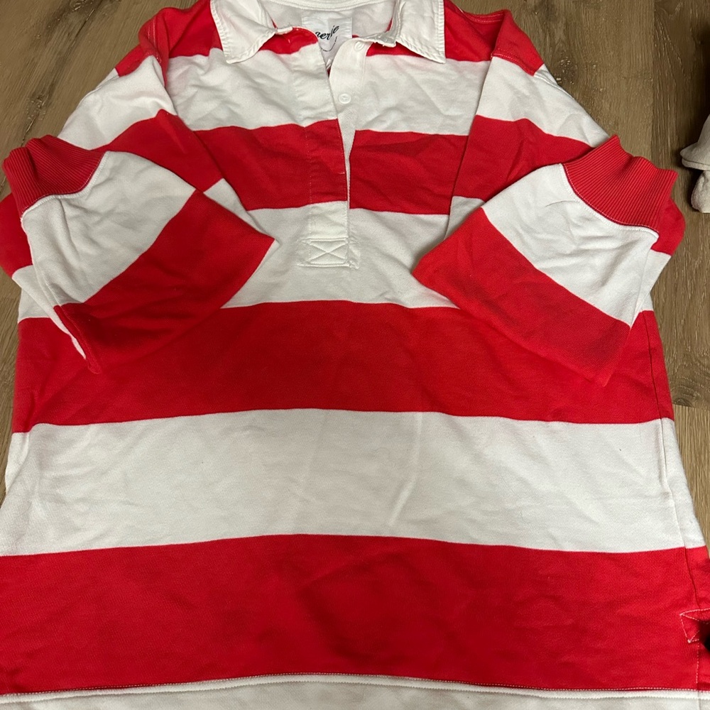 Aerie Red and White Striped Top